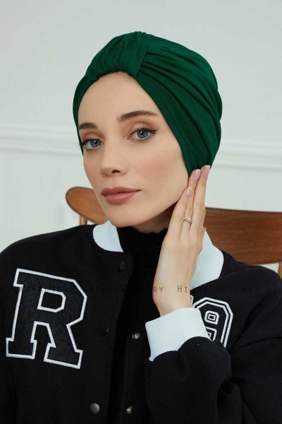 Laura - Dunkelgrün Baumwolle Turban