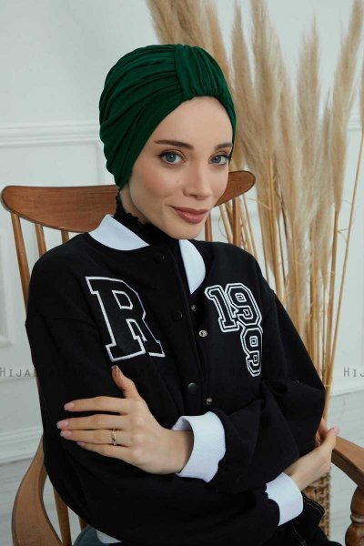 Laura - Dunkelgrün Baumwolle Turban