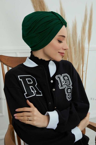 Laura - Dunkelgrün Baumwolle Turban