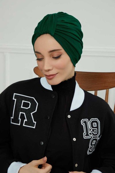 Laura - Dunkelgrün Baumwolle Turban