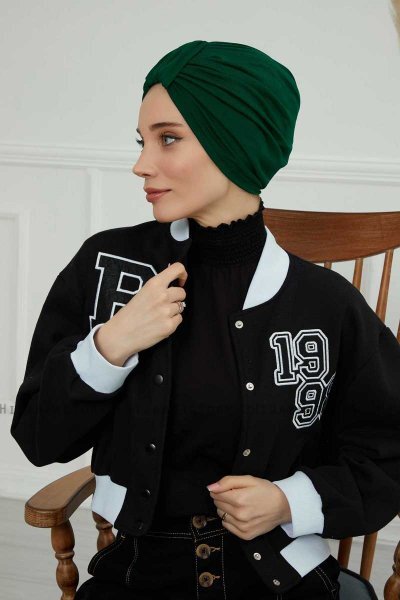 Laura - Dunkelgrün Baumwolle Turban