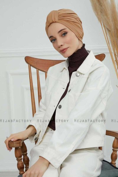 Laura - Hellbraun Baumwolle Turban