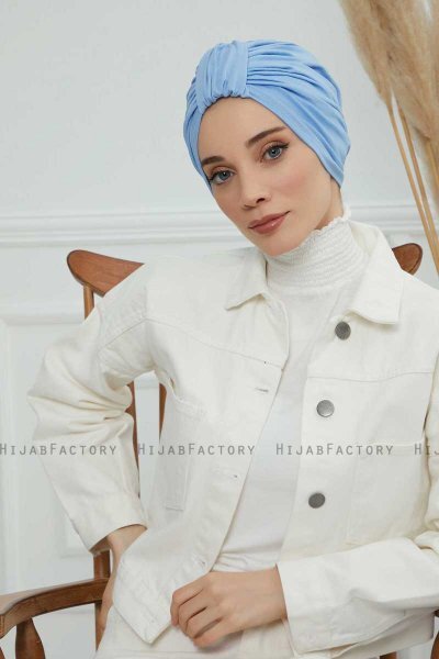 Laura - Sky Blue Baumwolle Turban