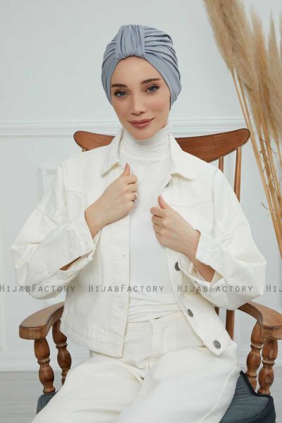 Laura - Hellgrau Baumwolle Turban