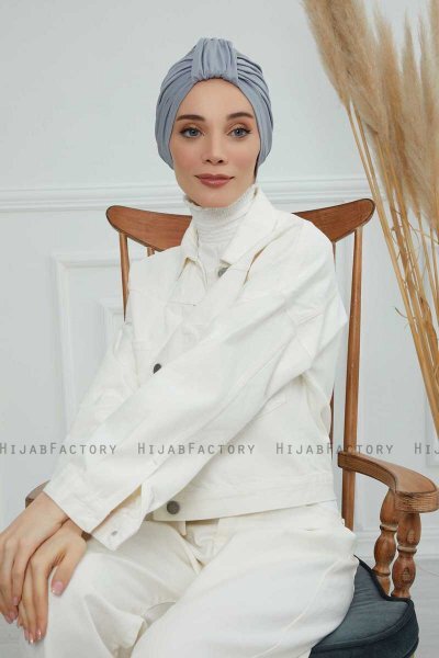 Laura - Hellgrau Baumwolle Turban