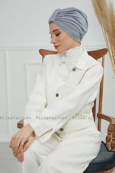 Laura - Hellgrau Baumwolle Turban