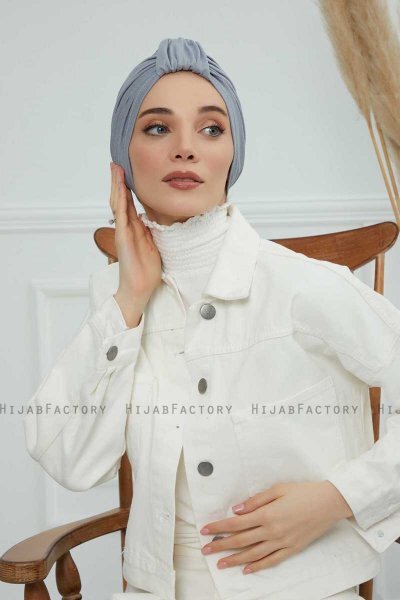 Laura - Hellgrau Baumwolle Turban