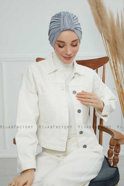 Laura - Hellgrau Baumwolle Turban