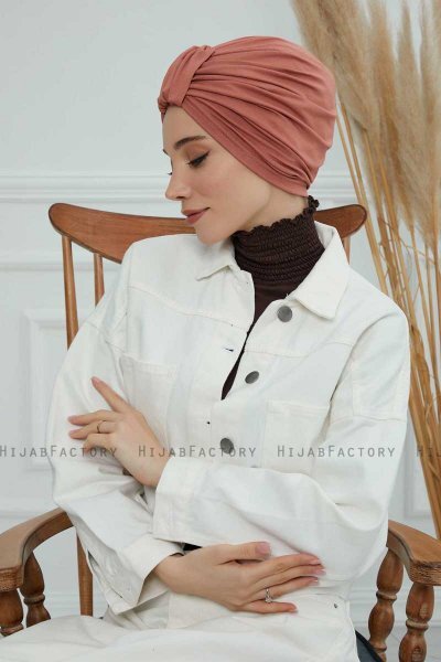 Laura - Lachsfarbe Baumwolle Turban