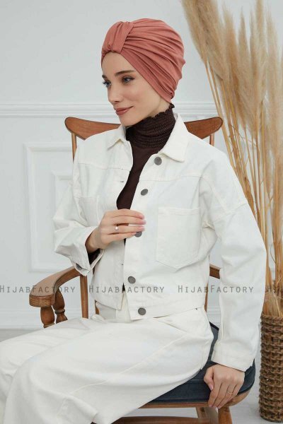 Laura - Lachsfarbe Baumwolle Turban