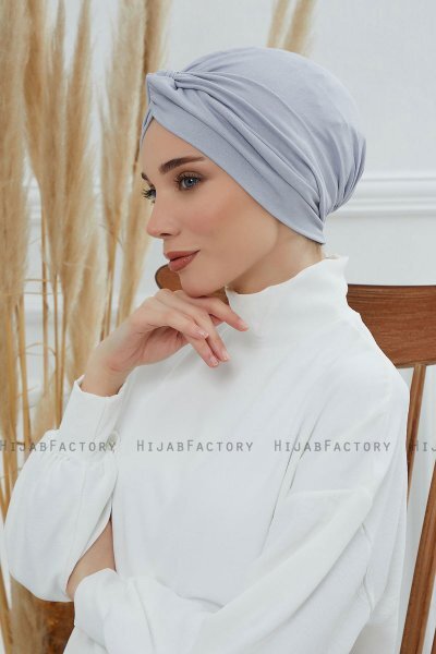 Astrid - Hellgrau Baumwolle Turban
