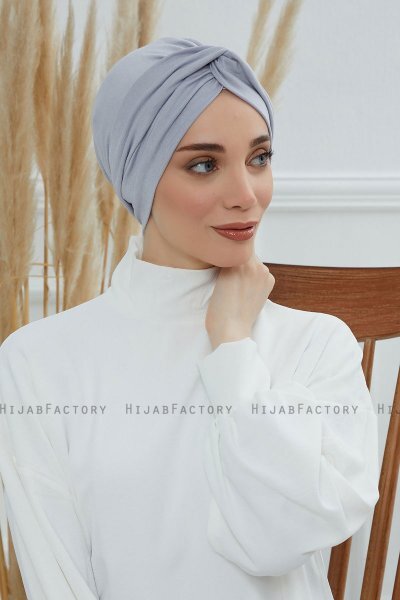 Astrid - Hellgrau Baumwolle Turban