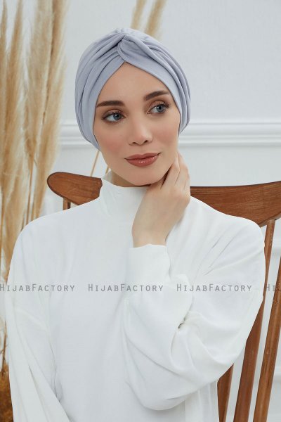 Astrid - Hellgrau Baumwolle Turban