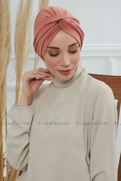 Astrid - Lachsfarbe Baumwolle Turban