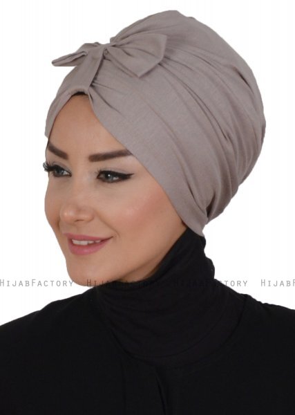 Agnes - Taupe Baumwolle Turban - Ayse Turban