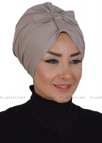 Agnes - Taupe Baumwolle Turban - Ayse Turban