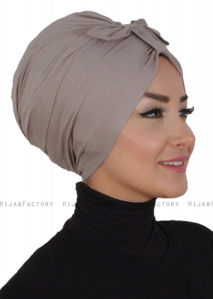 Agnes - Taupe Baumwolle Turban - Ayse Turban