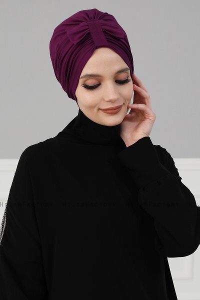 Agnes - Lila Baumwolle Turban - Ayse Turban