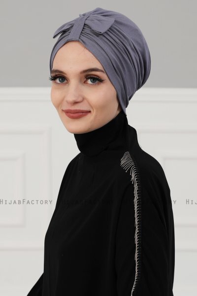 Agnes - Grau Baumwolle Turban - Ayse Turban