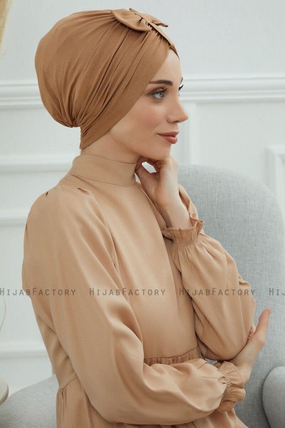 Agnes - Hellbraun Baumwolle Turban