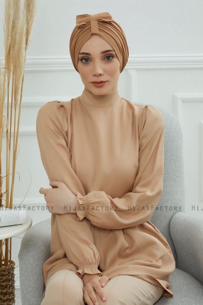 Agnes - Hellbraun Baumwolle Turban