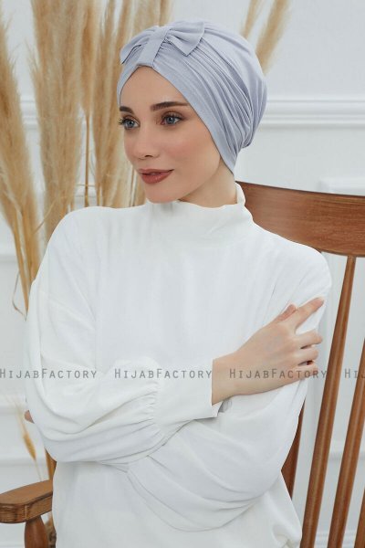 Agnes - Hellgrau Baumwolle Turban