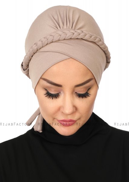 Olivia - Taupe Baumwolle Turban - Ayse Turban