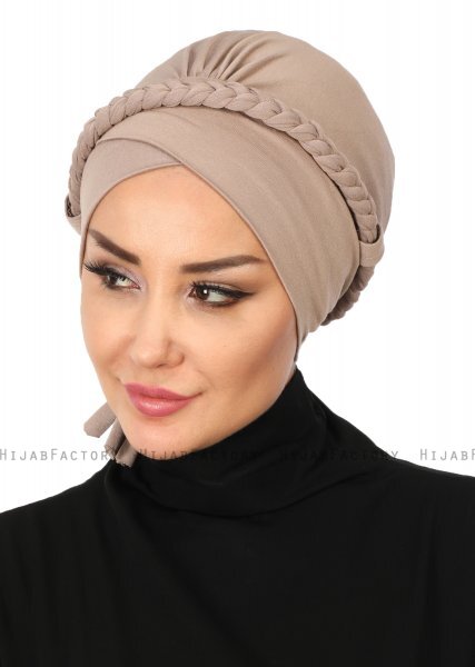 Olivia - Taupe Baumwolle Turban - Ayse Turban