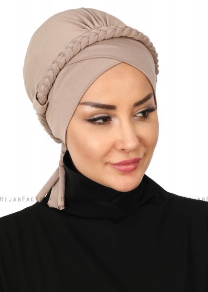 Olivia - Taupe Baumwolle Turban - Ayse Turban