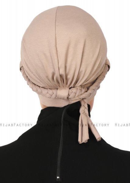 Olivia - Taupe Baumwolle Turban - Ayse Turban