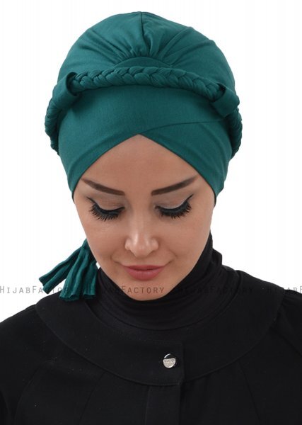 Olivia - Dunkelgrün Baumwolle Turban - Ayse Turban