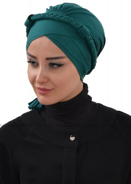 Olivia - Dunkelgrün Baumwolle Turban - Ayse Turban