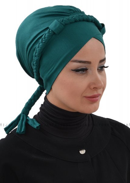 Olivia - Dunkelgrün Baumwolle Turban - Ayse Turban