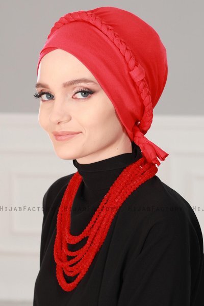 Olivia - Rot Baumwolle Turban - Ayse Turban