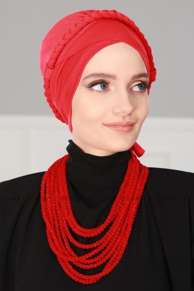 Olivia - Rot Baumwolle Turban - Ayse Turban
