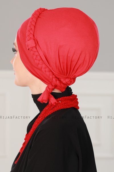Olivia - Rot Baumwolle Turban - Ayse Turban