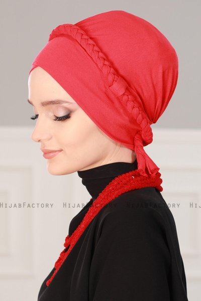Olivia - Rot Baumwolle Turban - Ayse Turban