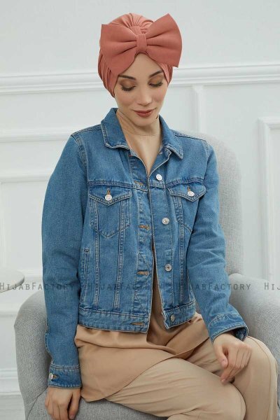 Julia - Lachsfarbe Baumwolle Turban