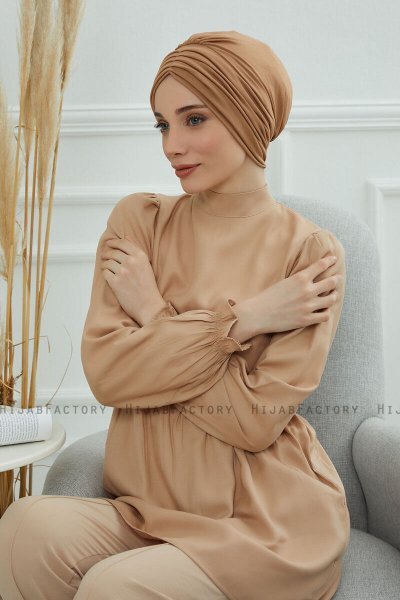 Wilma - Hellbraun Baumwolle Turban