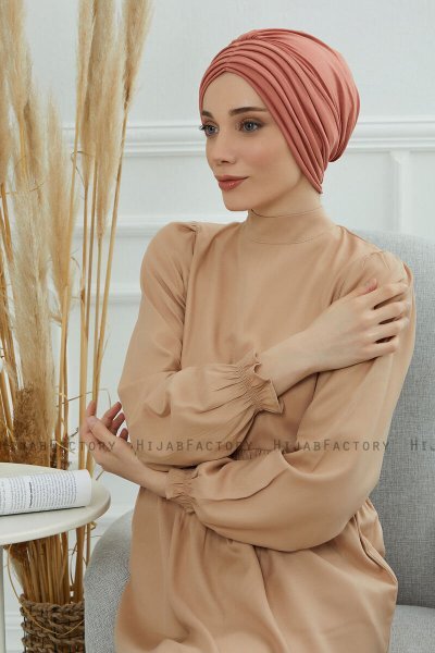 Wilma - Lachsfarbe Baumwolle Turban