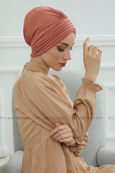 Wilma - Lachsfarbe Baumwolle Turban
