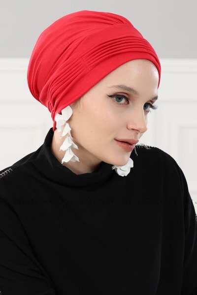 Linda - Rot Baumwolle Turban - Ayse Turban