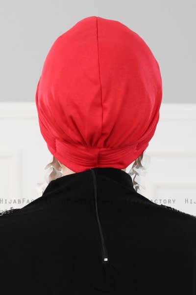 Linda - Rot Baumwolle Turban - Ayse Turban