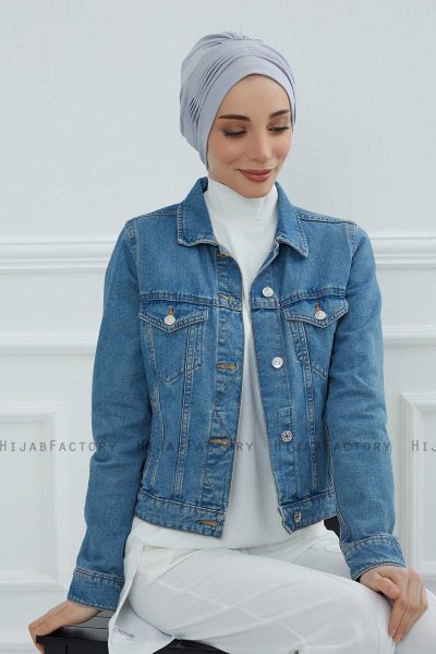 Linda - Hellgrau Baumwolle Turban