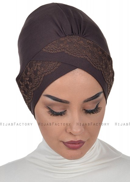 Molly - Braun Spitze Baumwolle Turban