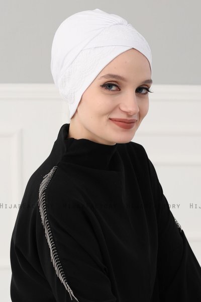 Molly - Creme Spitze Baumwolle Turban