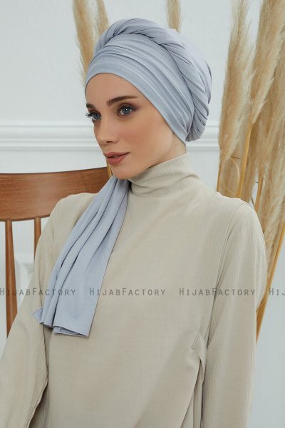 Rebecca - Hellgrau Baumwolle Turban