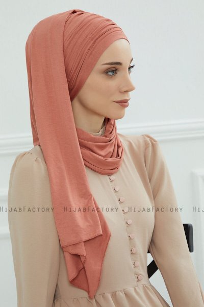 Rebecca - Lachsfarbe Baumwolle Turban