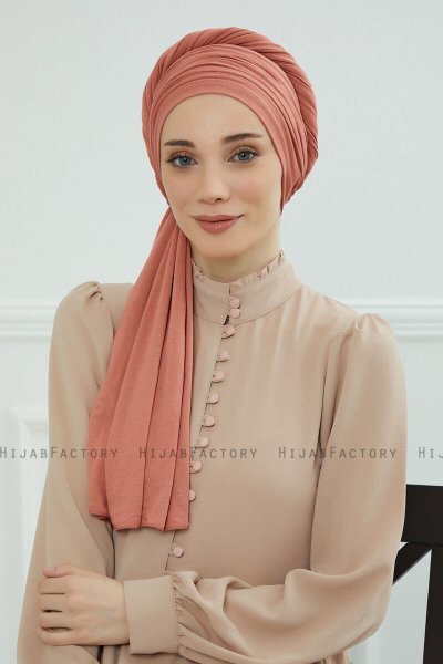 Rebecca - Lachsfarbe Baumwolle Turban