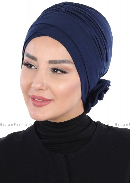 Elisabeth - Navy Blau Baumwolle Turban